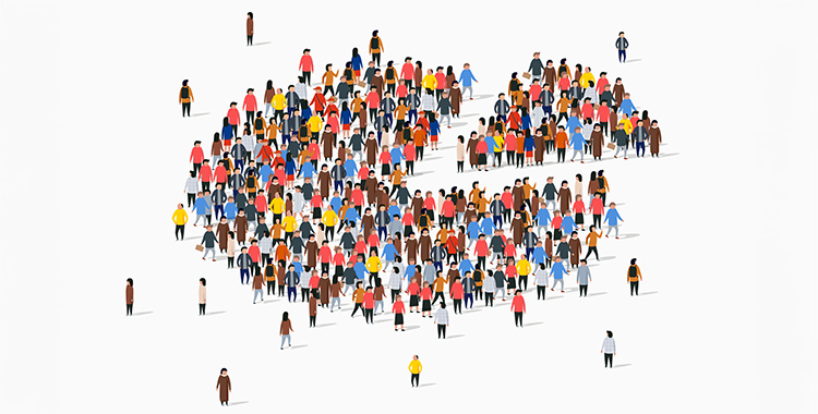 Menschenmassen als Symbol für die demografische Entwicklung