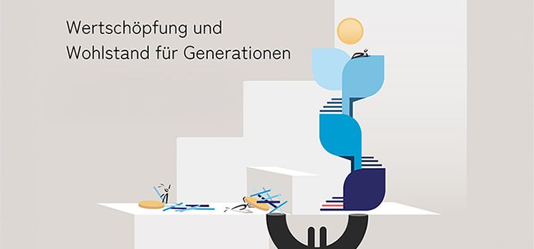Illustration mit der Aufschrift: Wertschöpfung und Wohlstand für Generationen