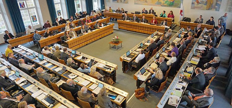 Parlament im Landratssaal des Kantons Basel-Landschaft