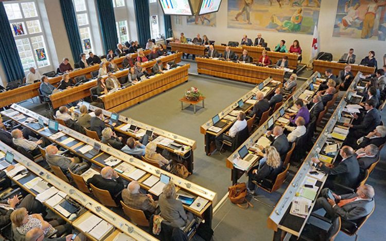 Parlament im Landratssaal des Kantons Basel-Landschaft