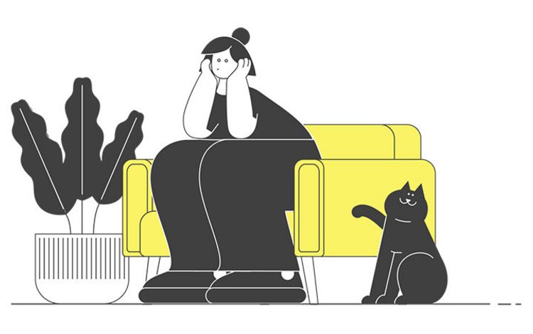 Illustration einer Frau in ihrer Eigentumswohnung