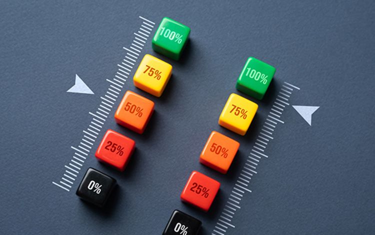 Schieberegler mit Prozenskala als Symbol für einen Vergleich von Schweizer Neo-Banken