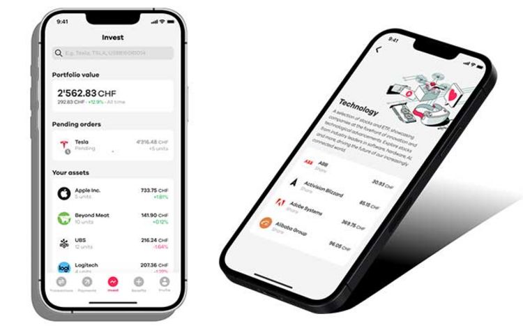 Die Smartphone-Oberfläche von Neon Invest