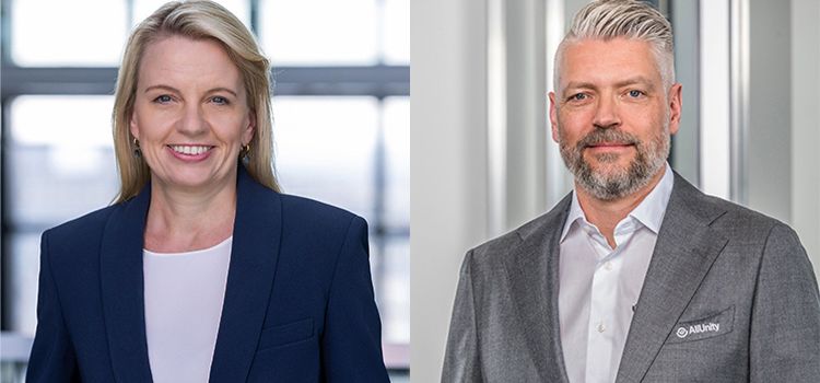 Dr. Stephanie Eckermann, Mitglied des Vorstands der Deutsche Börse Group & Alexander Höptner, CEO von AllUnity